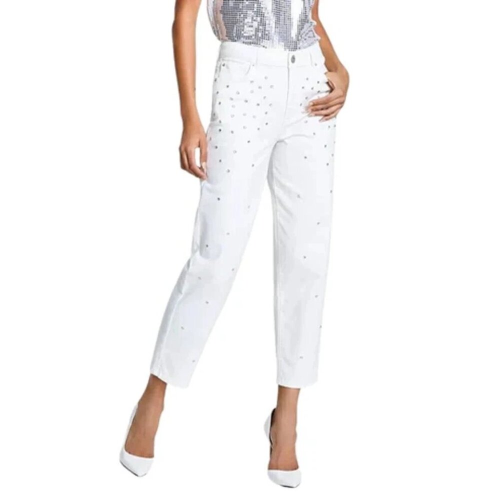 INC International Concepts Womens White Stud-Embellished Ankle Pants -Size 18/34